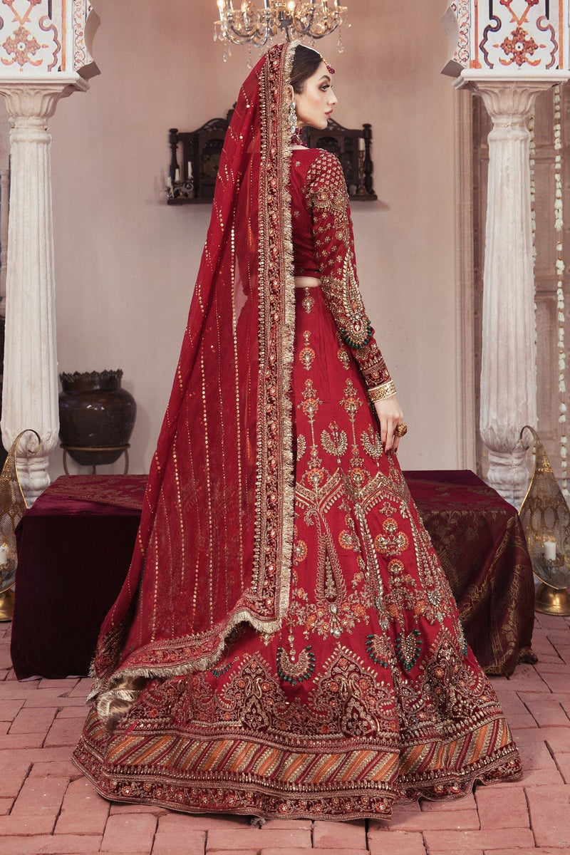 Bridal Red Multi Heavy Embroidered Velvet Bridal Lehenga – Maharani